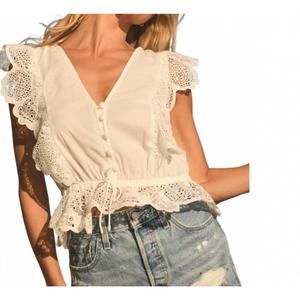 NEW BTB LOS ANGELES capri ruffle top in white